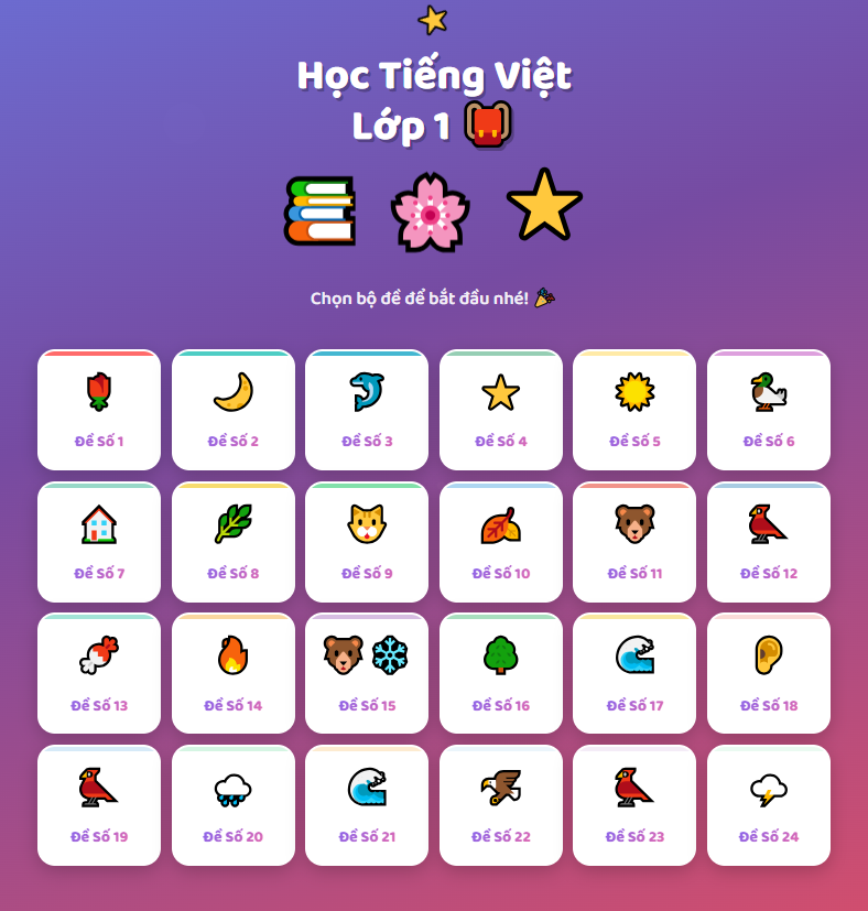 Ứng Dụng Học Tiếng Việt Lớp 1 Online Miễn Phí – 24 Bộ Đề Ôn Tập Cuối Học Kỳ II Đầy Đủ Nhất 2026