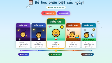 Ứng dụng bé phân biệt hôm kia hôm qua hôm nay ngày mai ngày kia bằng hoạt hình